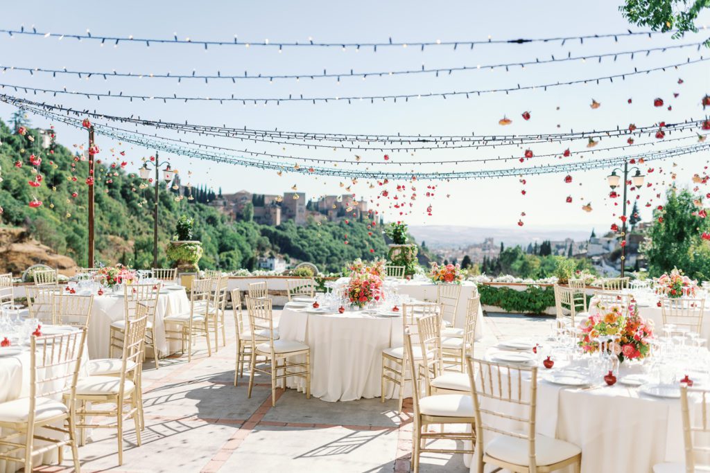 reception for Wedding in Granada with views of the Alhambra
