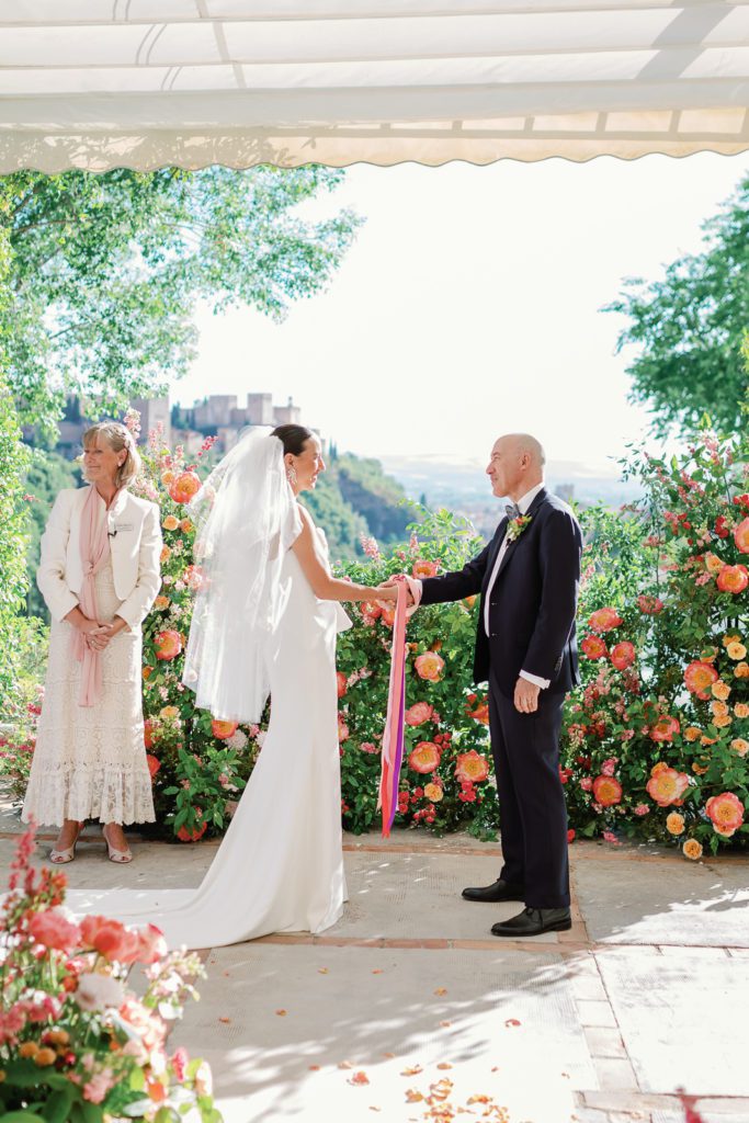 Wedding in Granada, Spain with views of the Alhambra